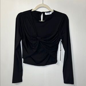 Astr Black Ruched Front Blouse NWT
